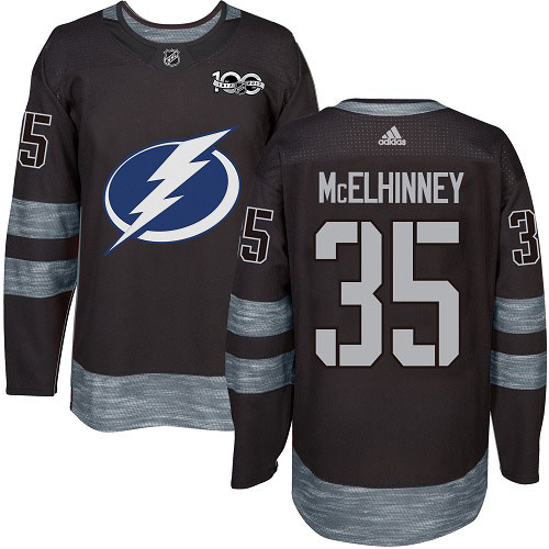 Adidas Tampa Bay Lightning Men #35 Curtis McElhinney Black 1917-2017 100th Anniversary Stitched NHL Jersey